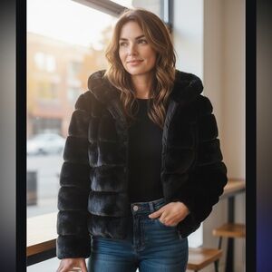 Women's BCBG Black Faux Fur Jacket. NWT. Retails for $400